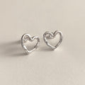 Organic Textured Heart Stud Earrings