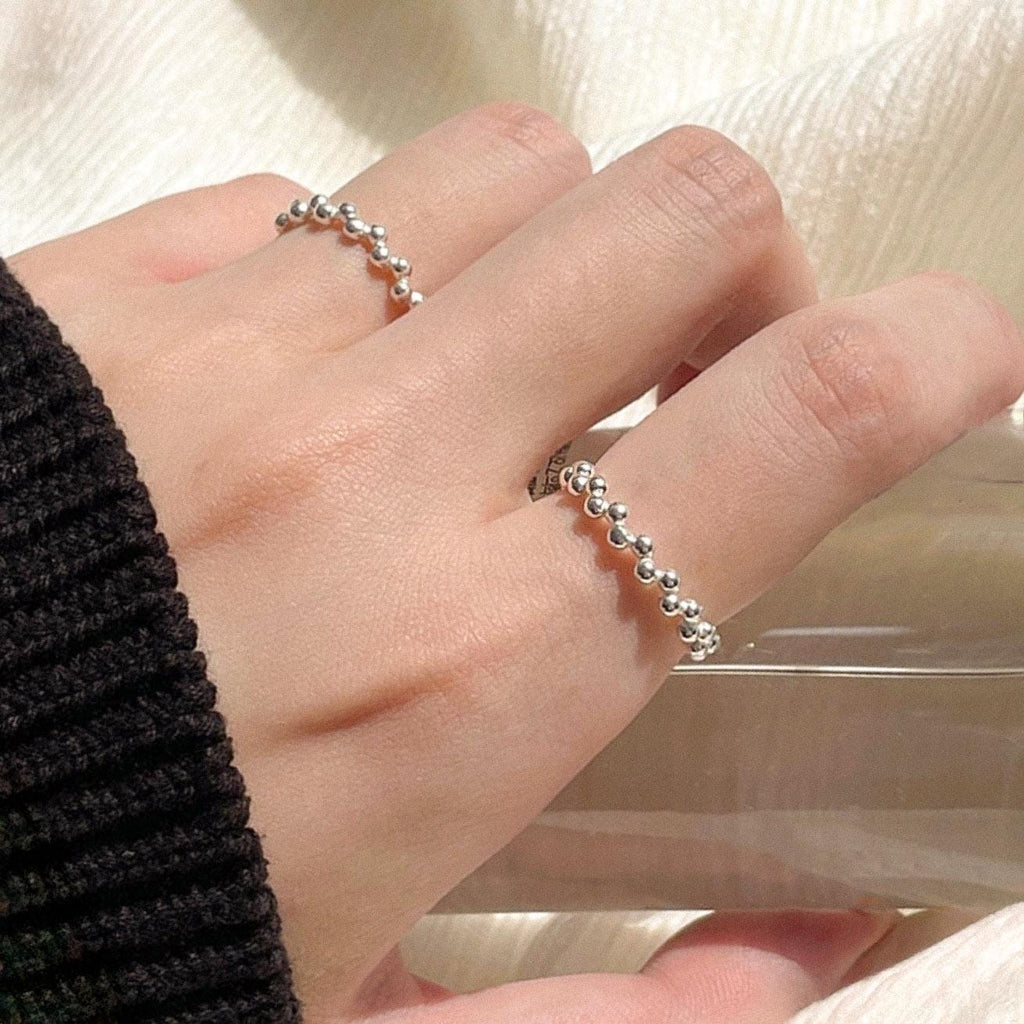 Zigzag Silver Ball Stacking Ring