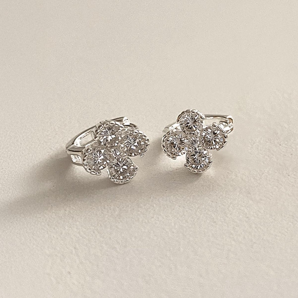 CZ Flower Huggie Earrings