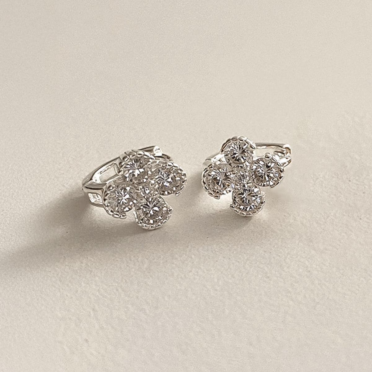 CZ Flower Huggie Earrings