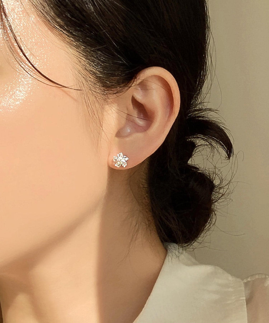 CZ Pinwheel Flower Stud Earrings