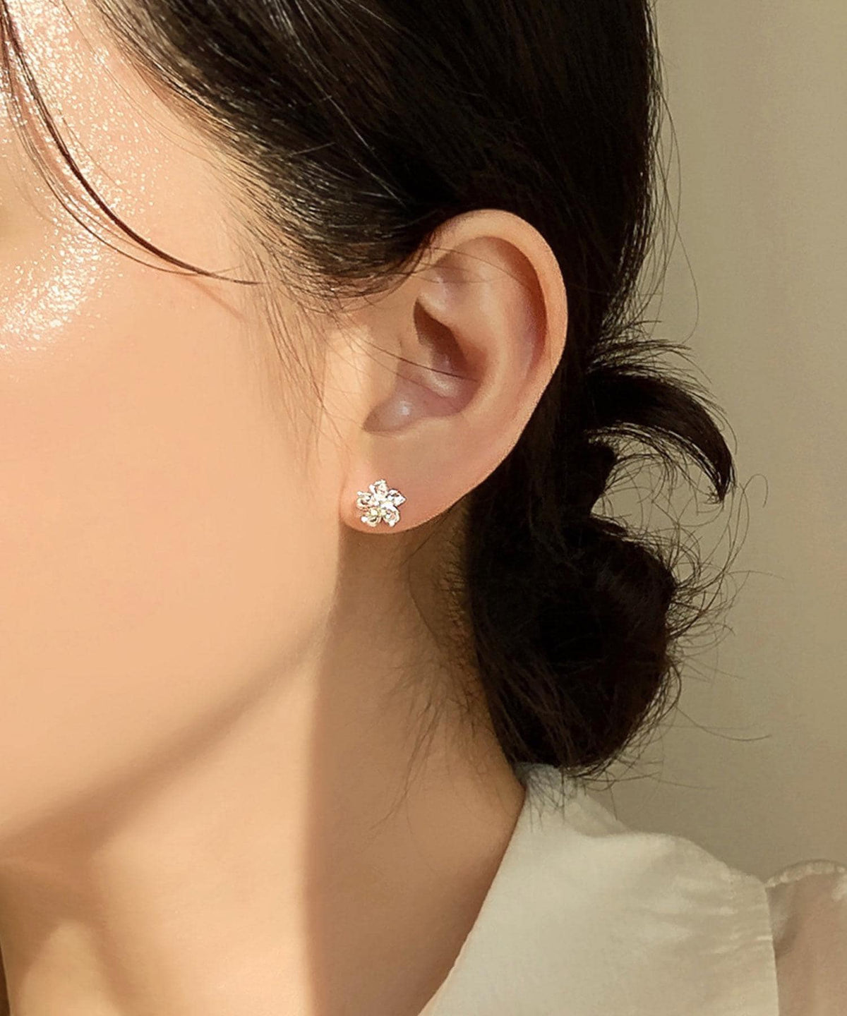 CZ Pinwheel Flower Stud Earrings