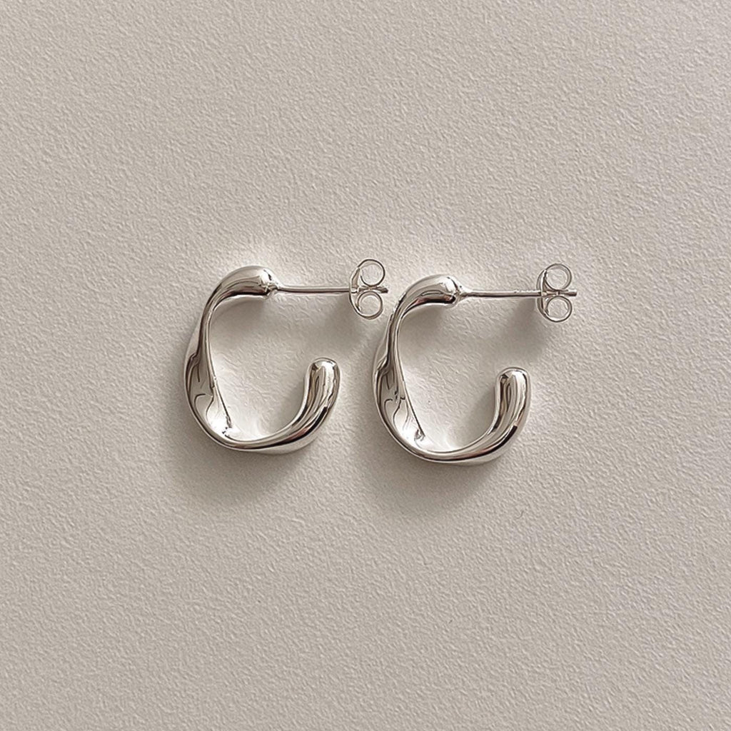 Molten Drop Hoop Stud Earrings