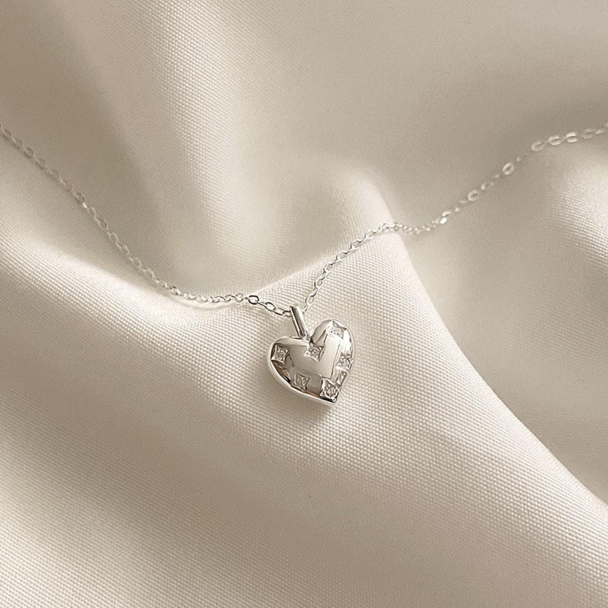 CZ Star Heart Pendant Necklace