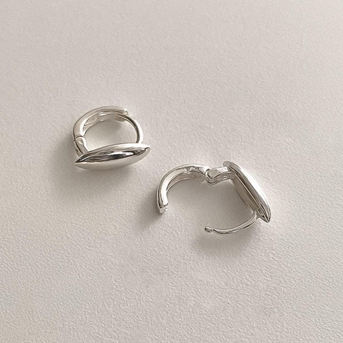 Mini Oval Dome Huggie Earrings