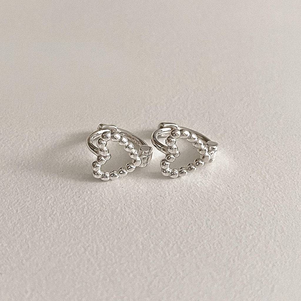 Beaded Heart Huggie Earrings