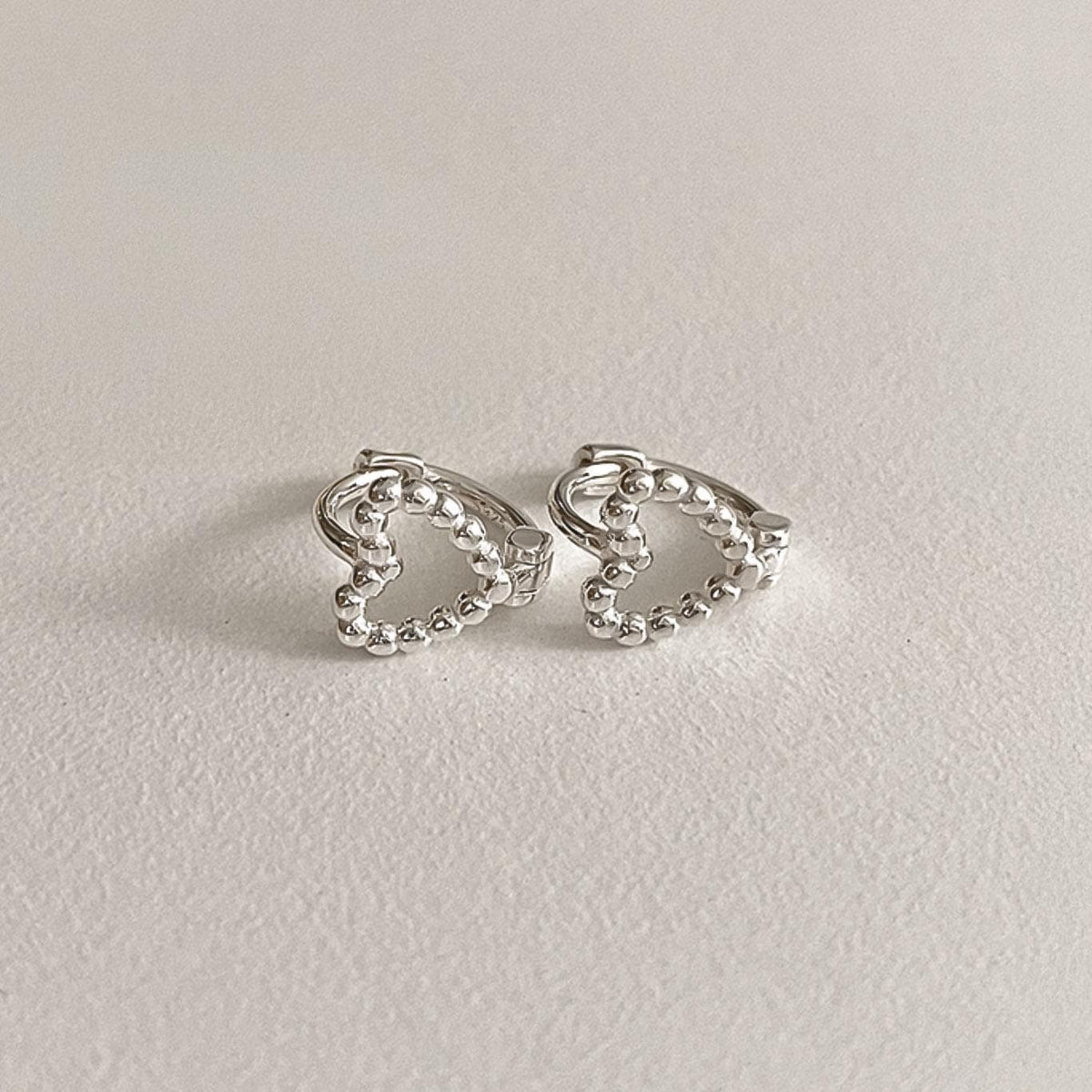 Beaded Heart Huggie Earrings