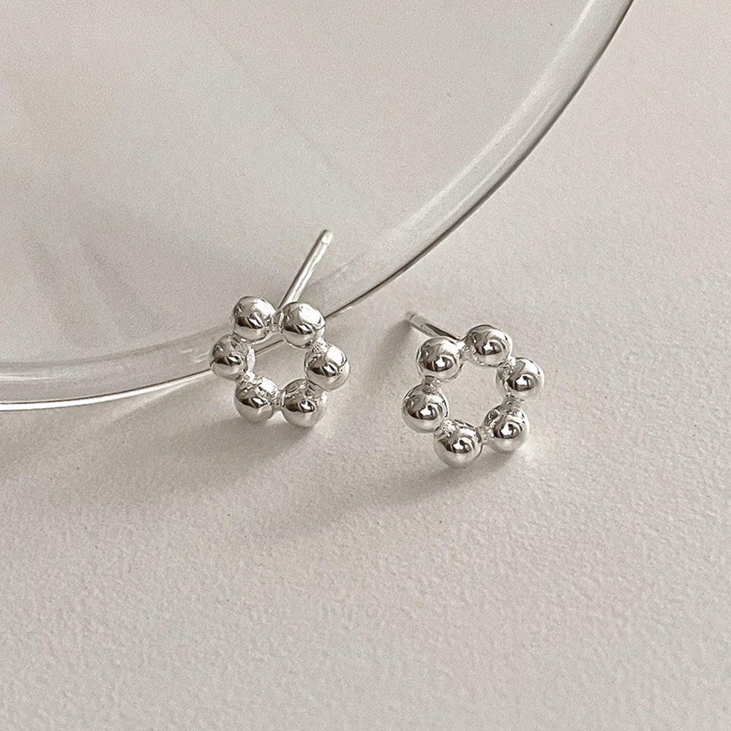 Beaded Circle Stud Earrings