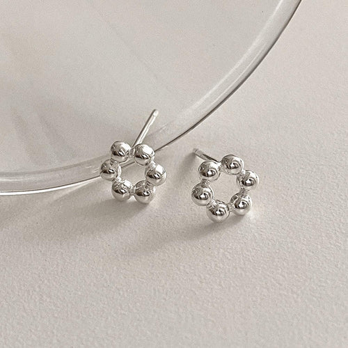 Beaded Circle Stud Earrings