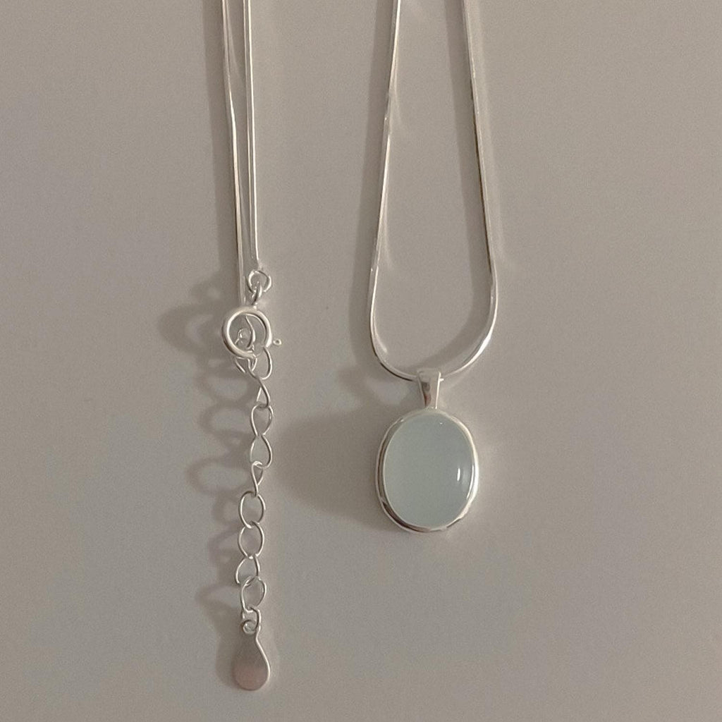 Aqua Oval Gem Pendant Necklace