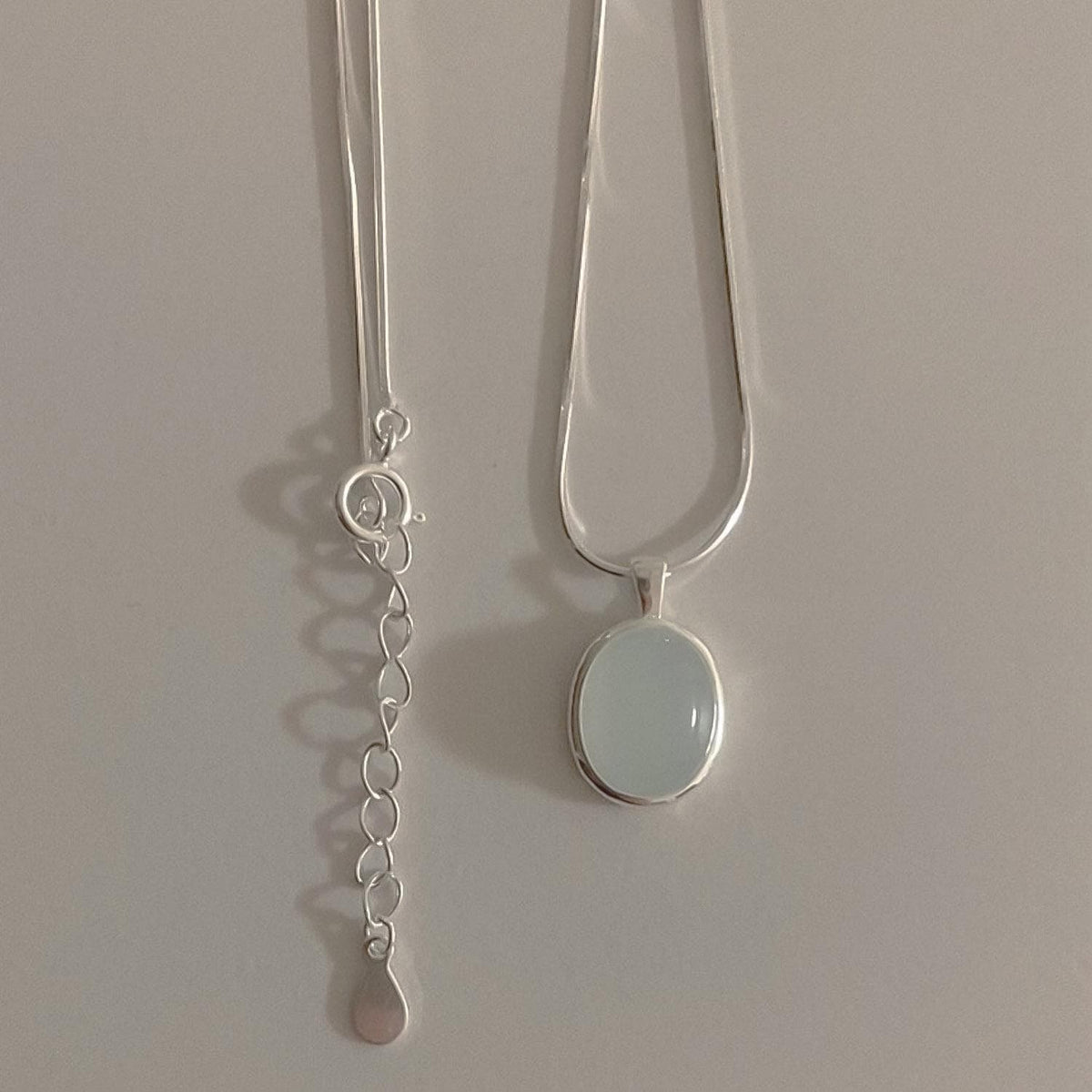 Aqua Oval Gem Pendant Necklace