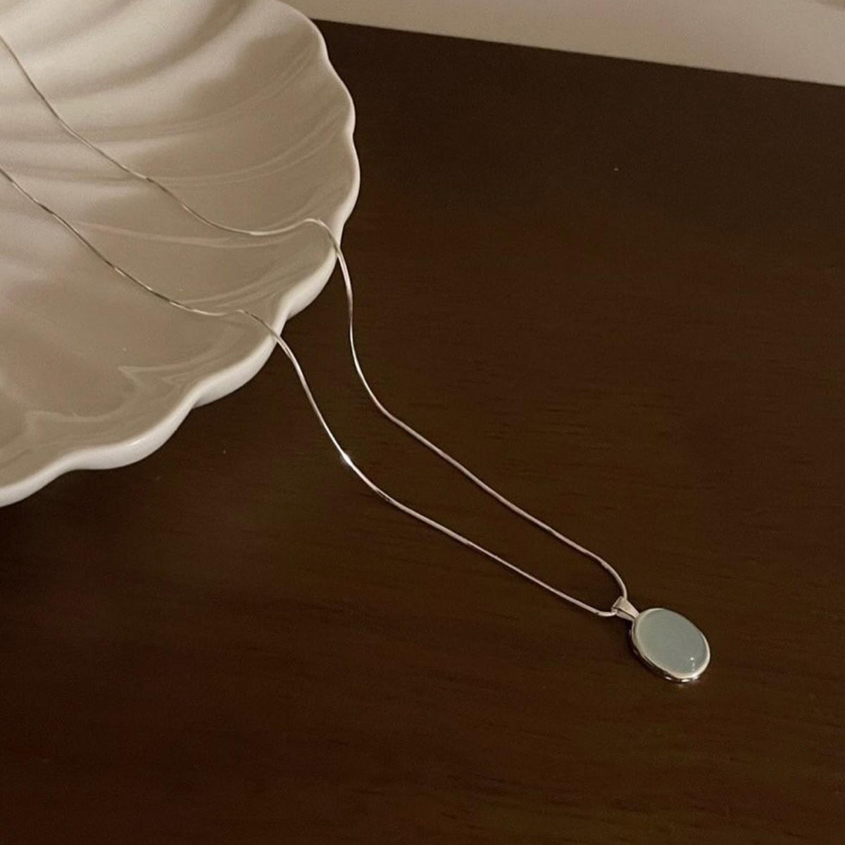 Aqua Oval Gem Pendant Necklace
