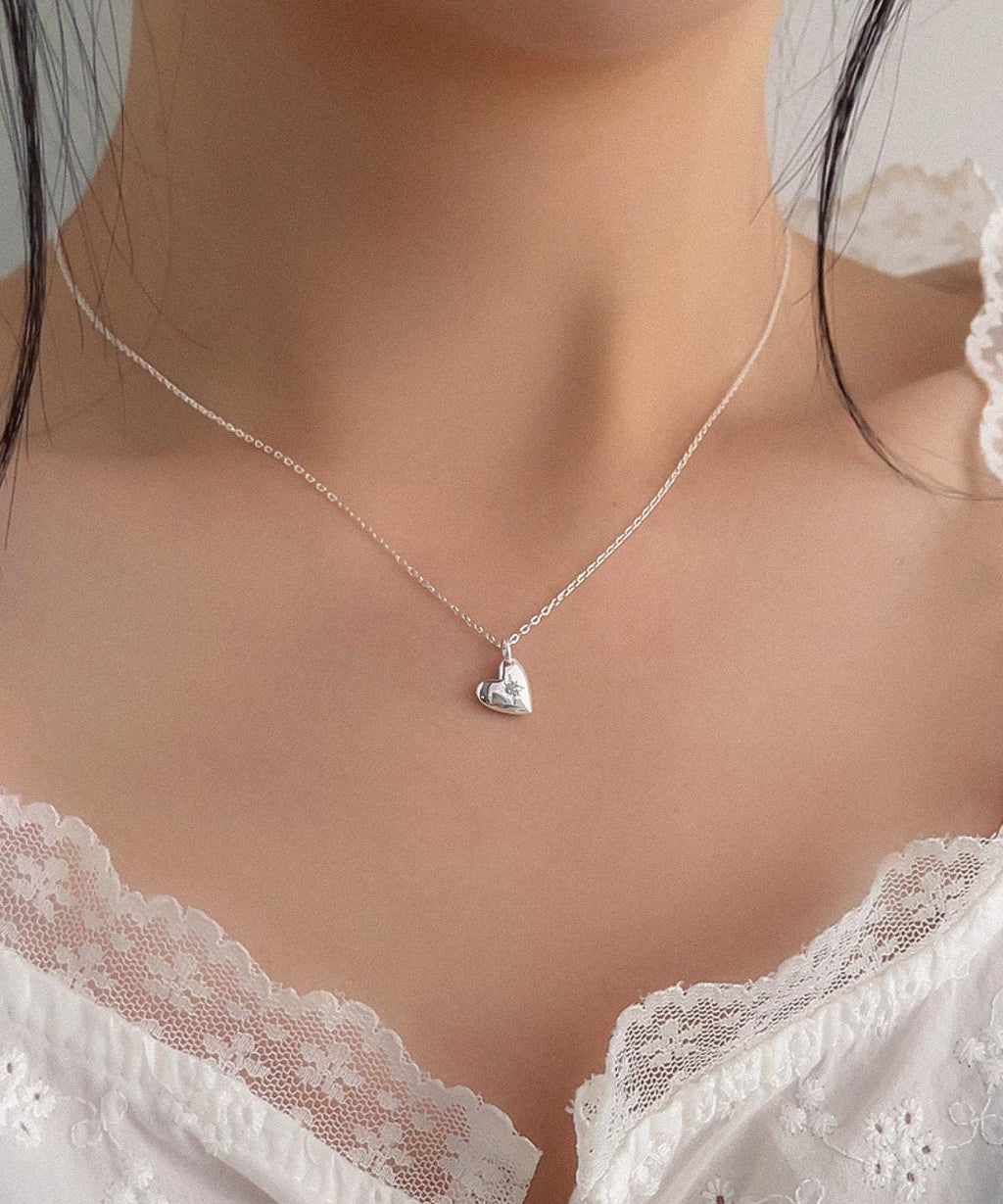 Heart Pendant Necklace with Gemstone