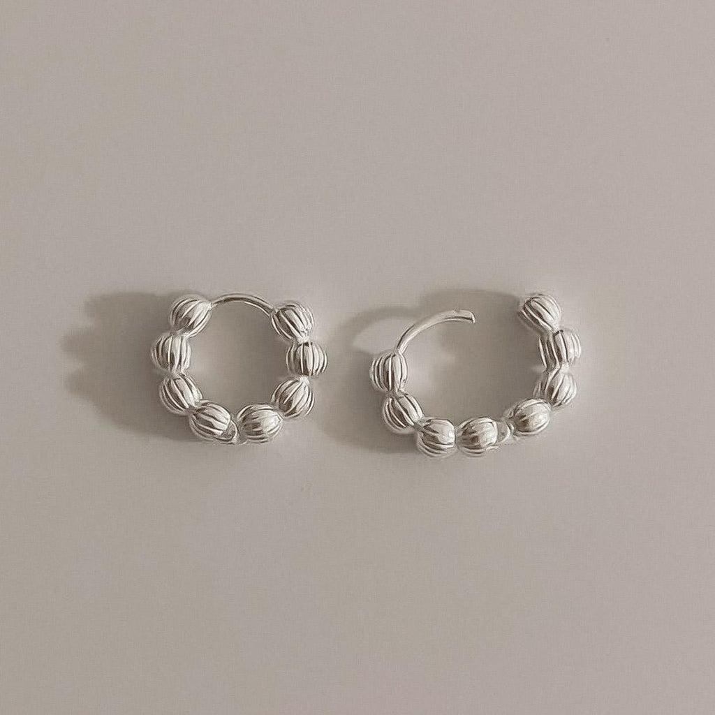 Textured Bead Huggie Earrings