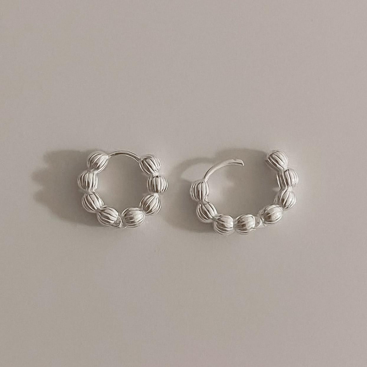 Textured Bead Huggie Earrings