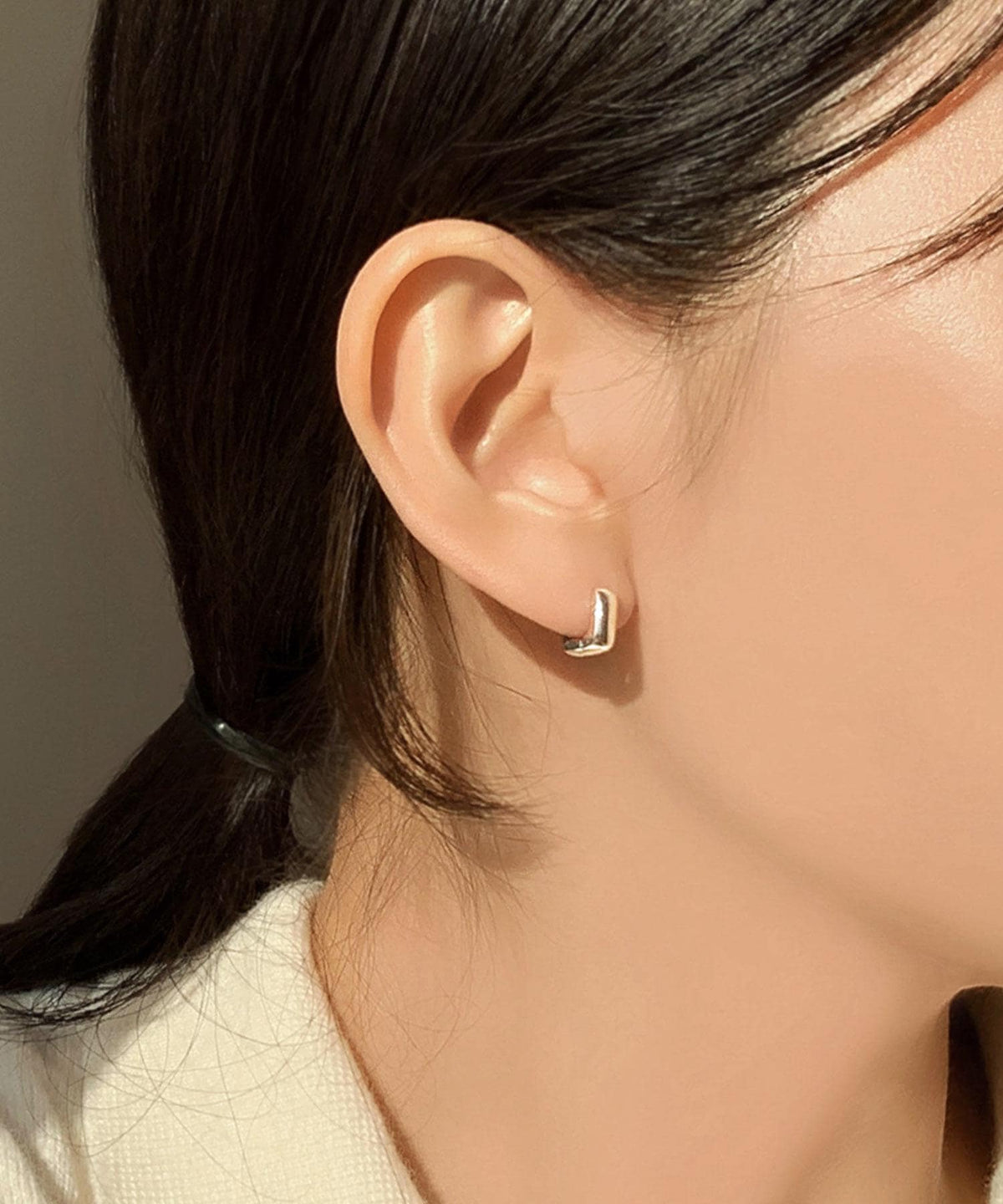 Chunky Mini Square Huggie Earrings