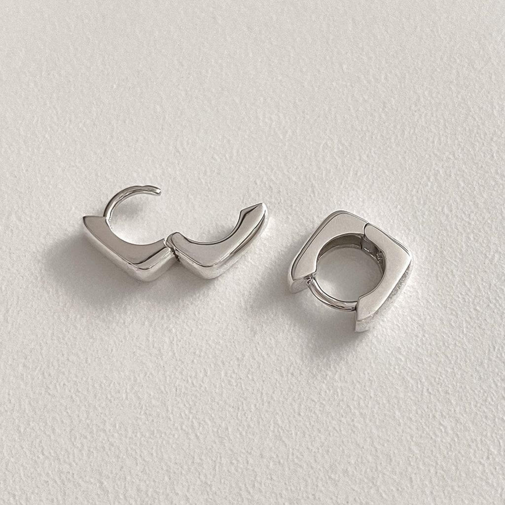 Chunky Mini Square Huggie Earrings