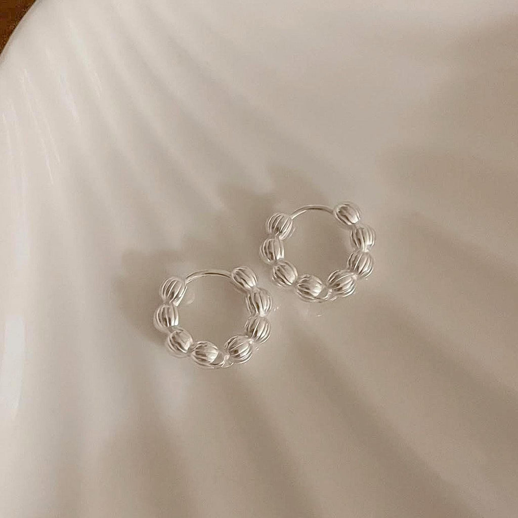 Textured Bead Huggie Earrings