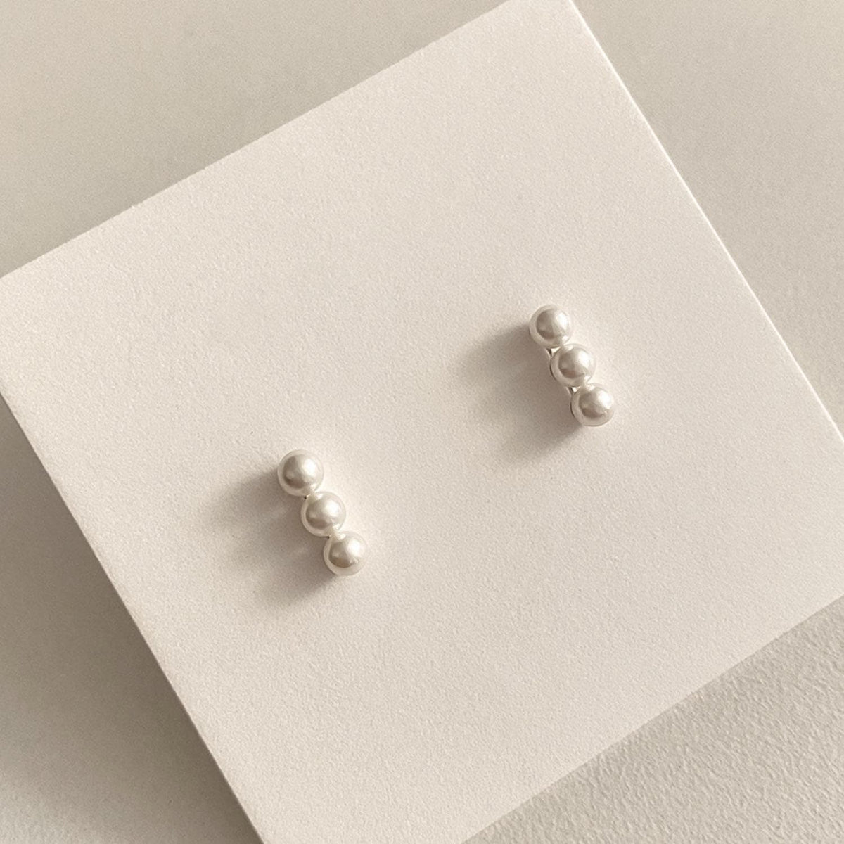 Triple Pearl Stud Earrings