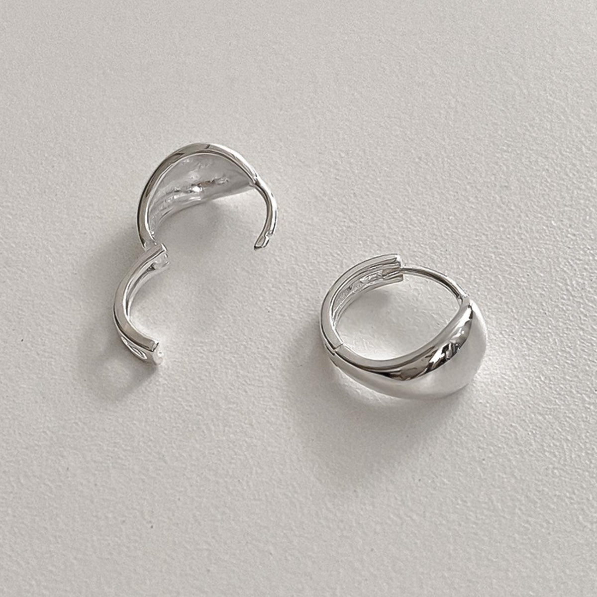 Sculptural Oval Dome Huggie Earrings