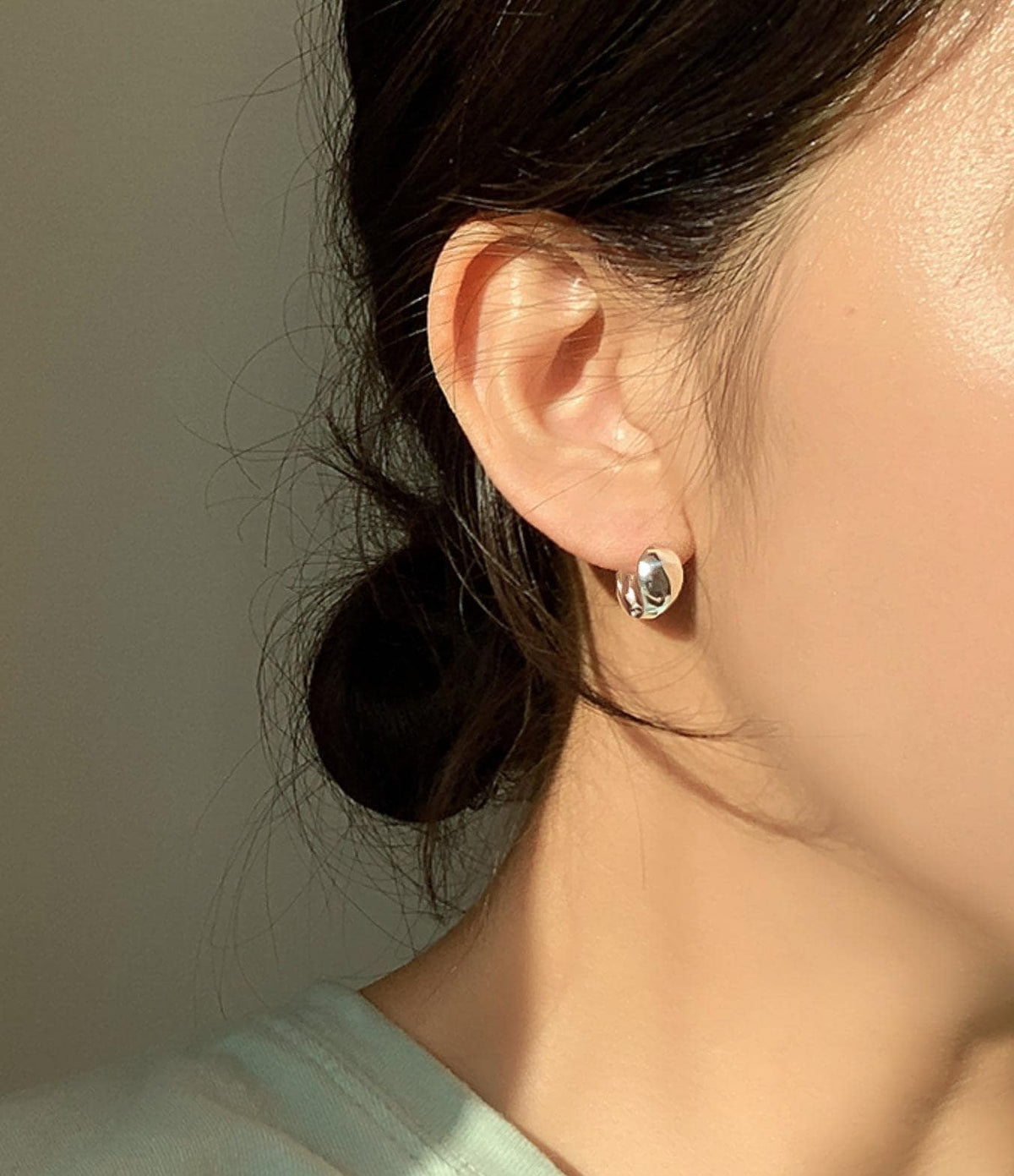 Sculptural Oval Dome Huggie Earrings