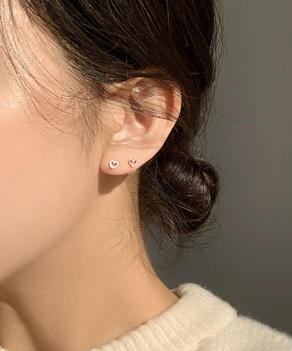 Mini Open Heart Stud Earrings