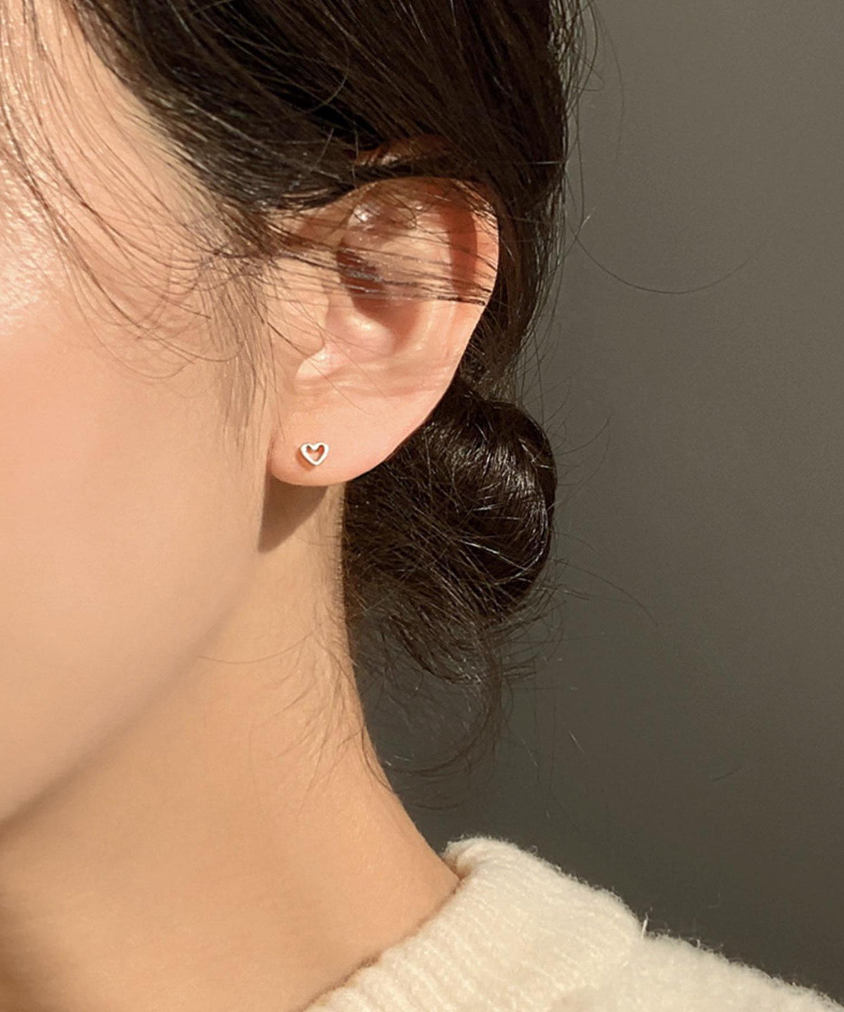 Mini Open Heart Stud Earrings