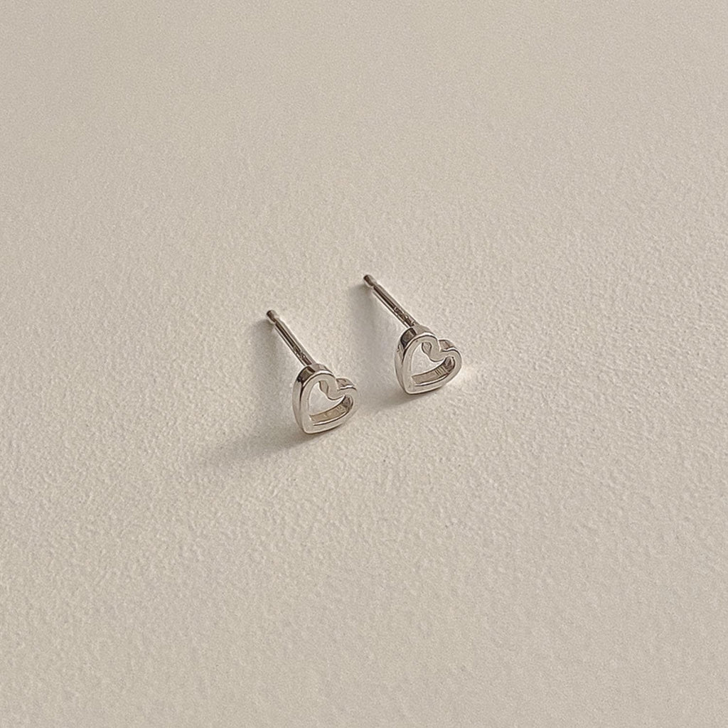 Mini Open Heart Stud Earrings