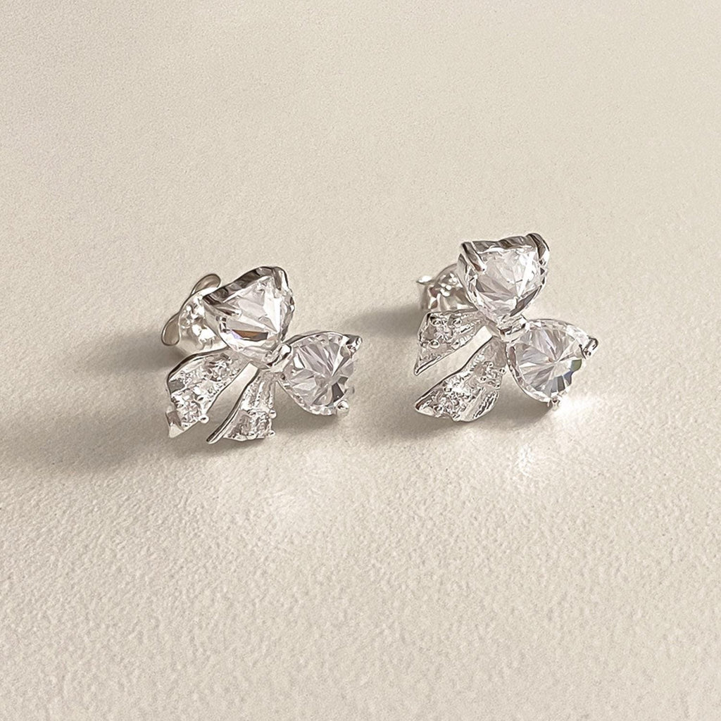 CZ Bow Stud Earrings