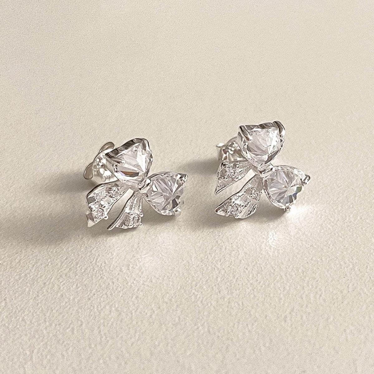 CZ Bow Stud Earrings