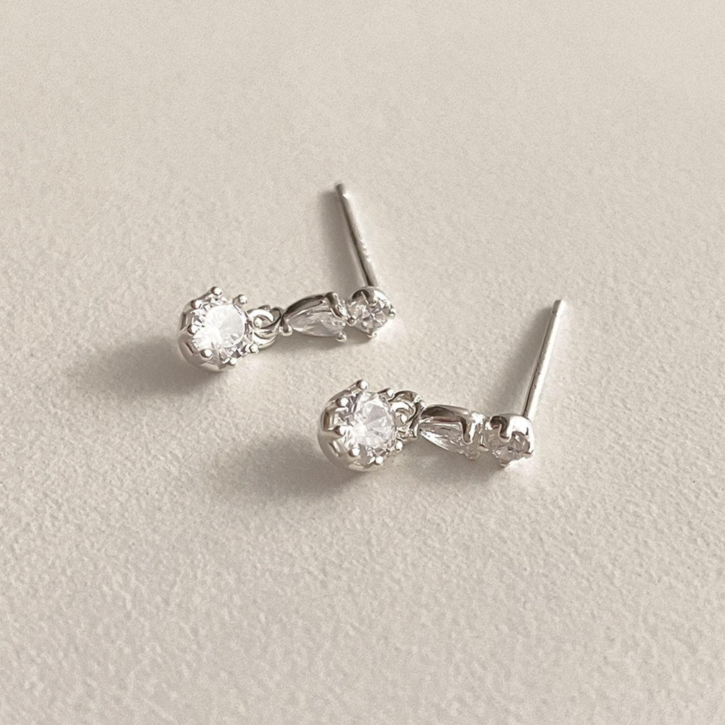 Triple CZ Drop Earrings
