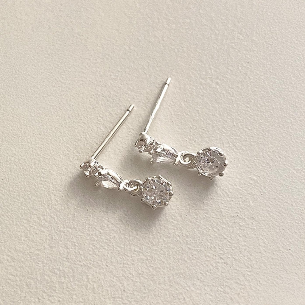 Triple CZ Drop Earrings