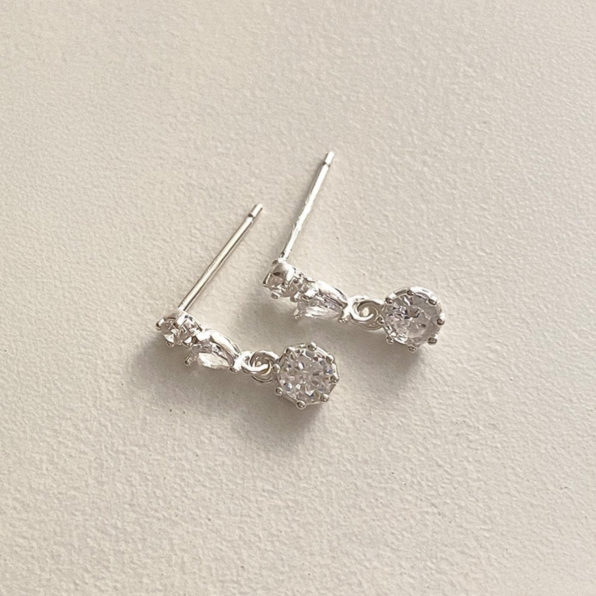 Triple CZ Drop Earrings