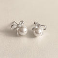 Bow Pearl Stud Earrings
