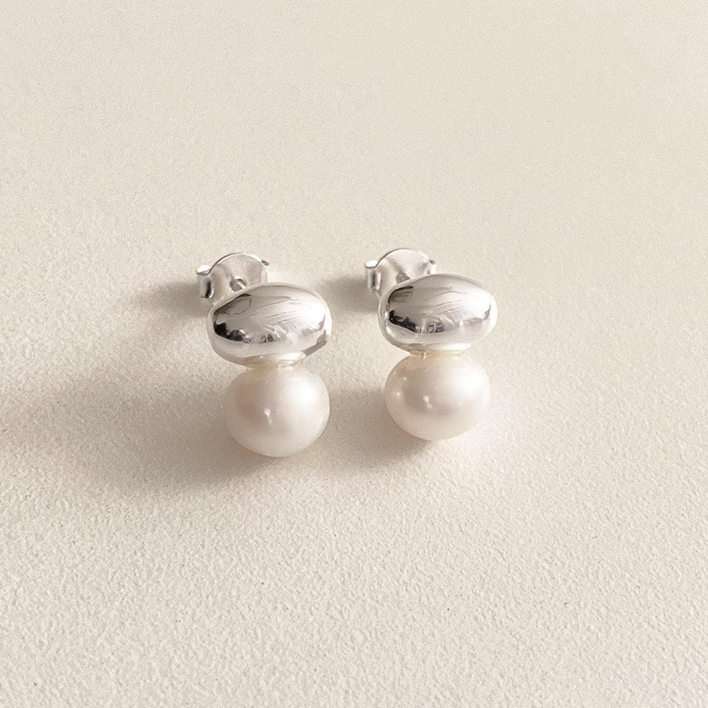 Pebble Pearl Stud Earrings