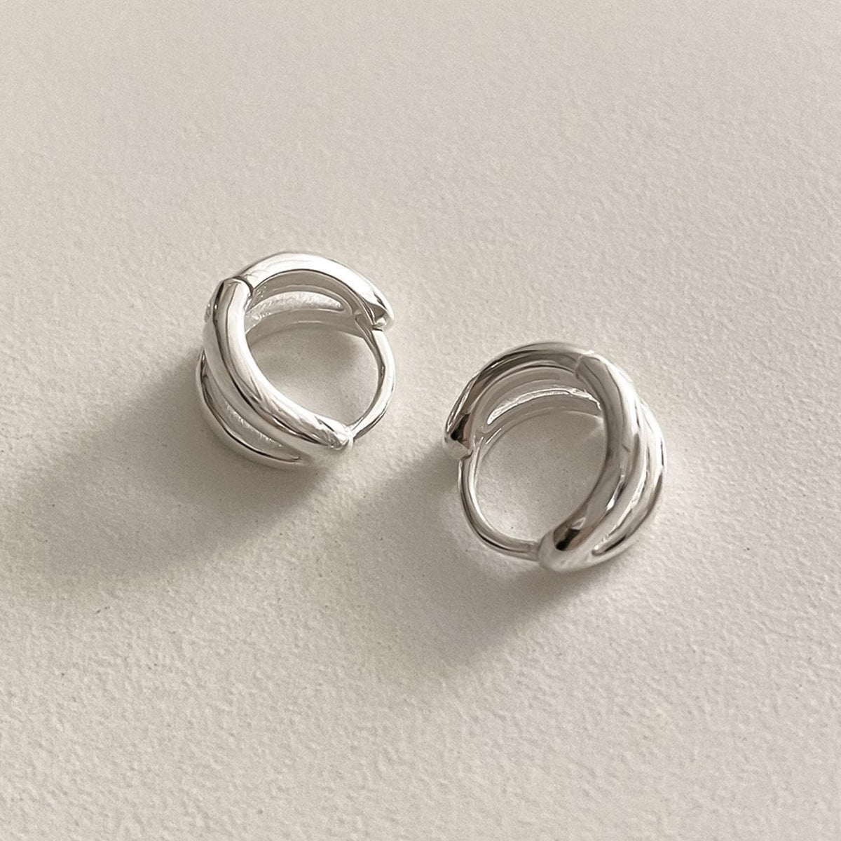 Mini Double Line Huggie Earrings