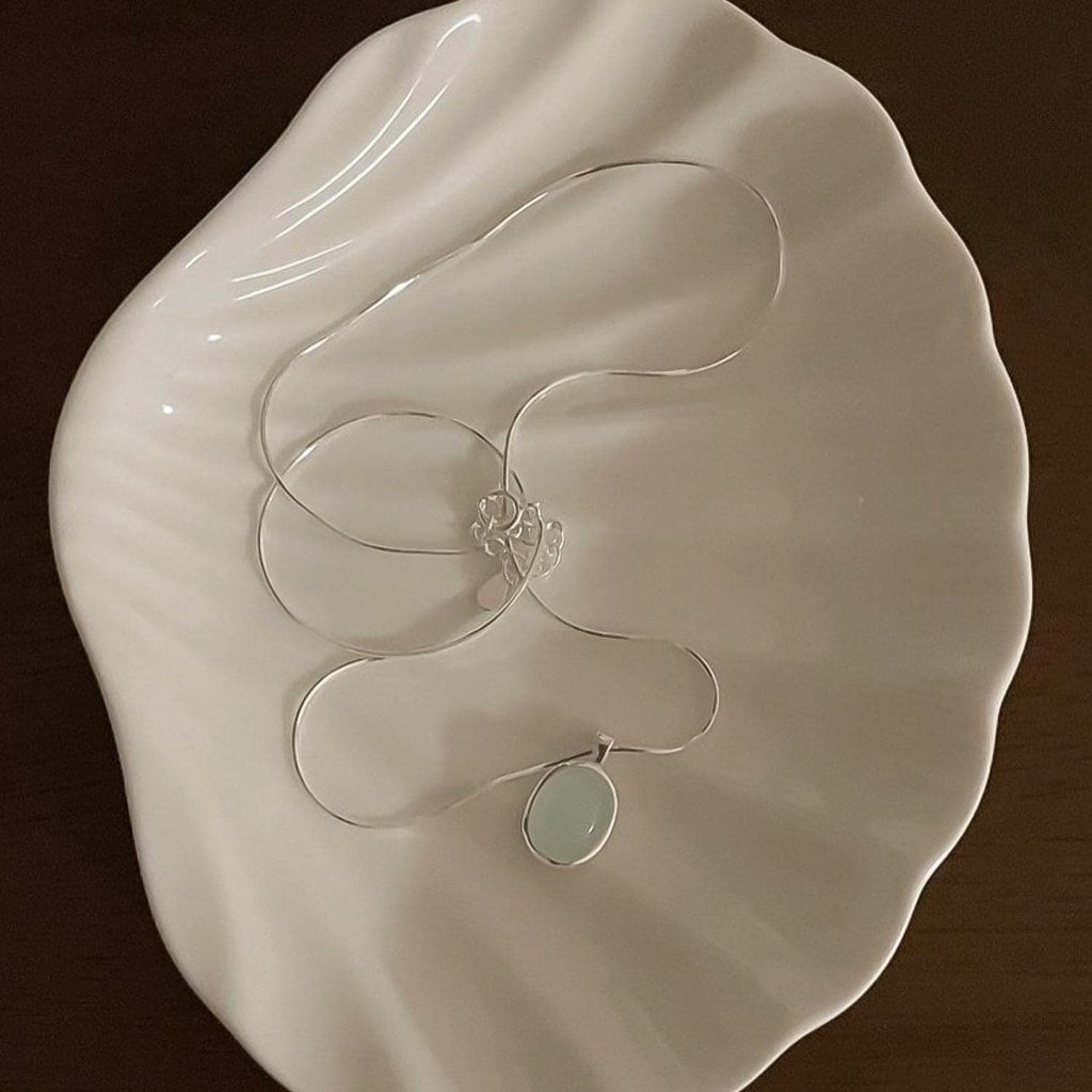 Aqua Oval Gem Pendant Necklace