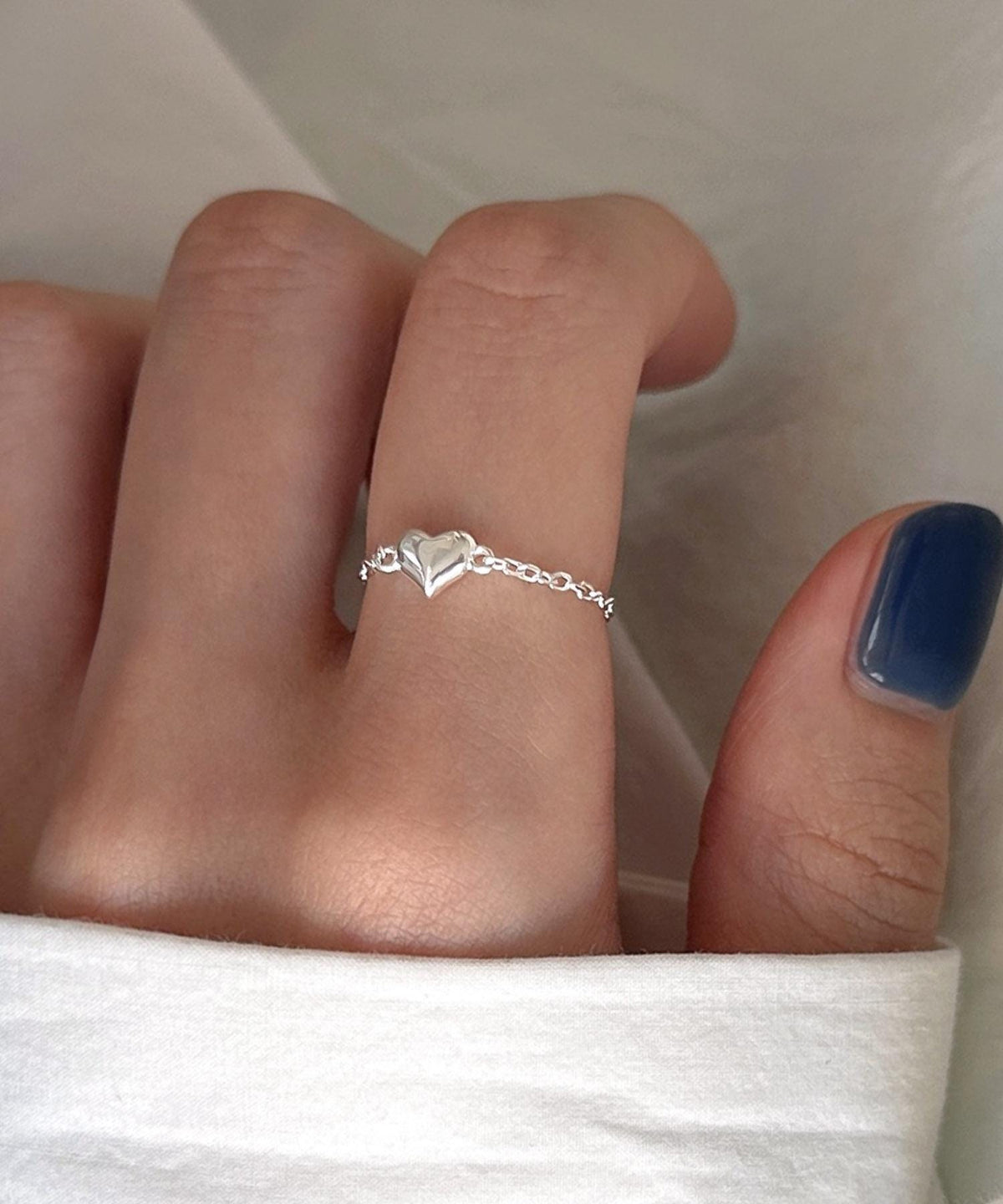 Puffy Heart Chain Ring