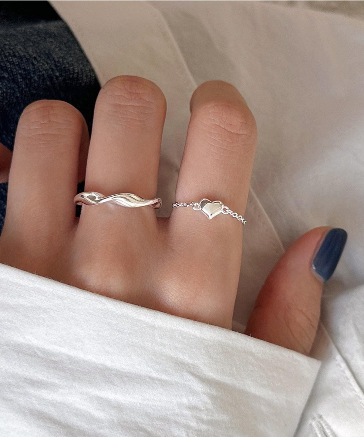 Puffy Heart Chain Ring
