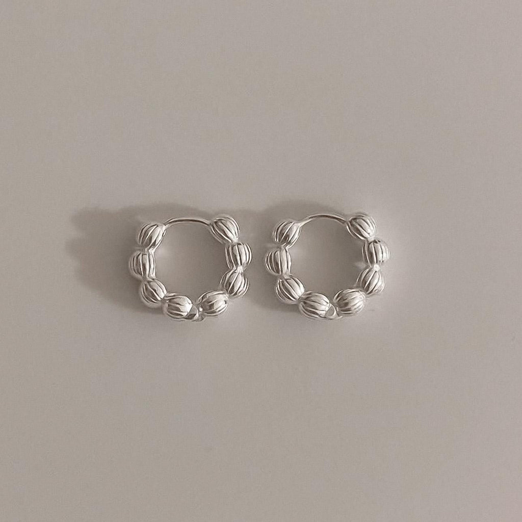 Textured Bead Huggie Earrings