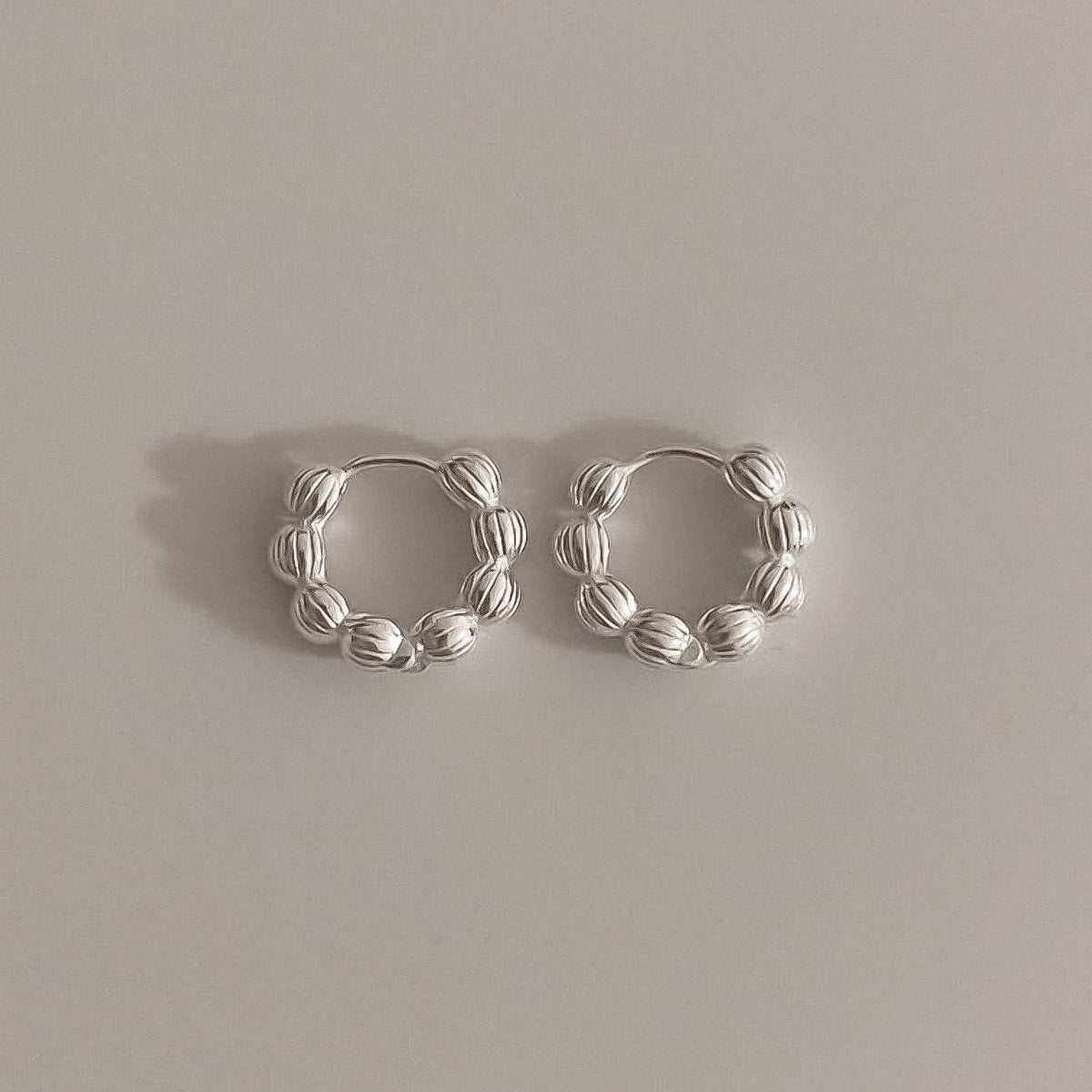 Textured Bead Huggie Earrings