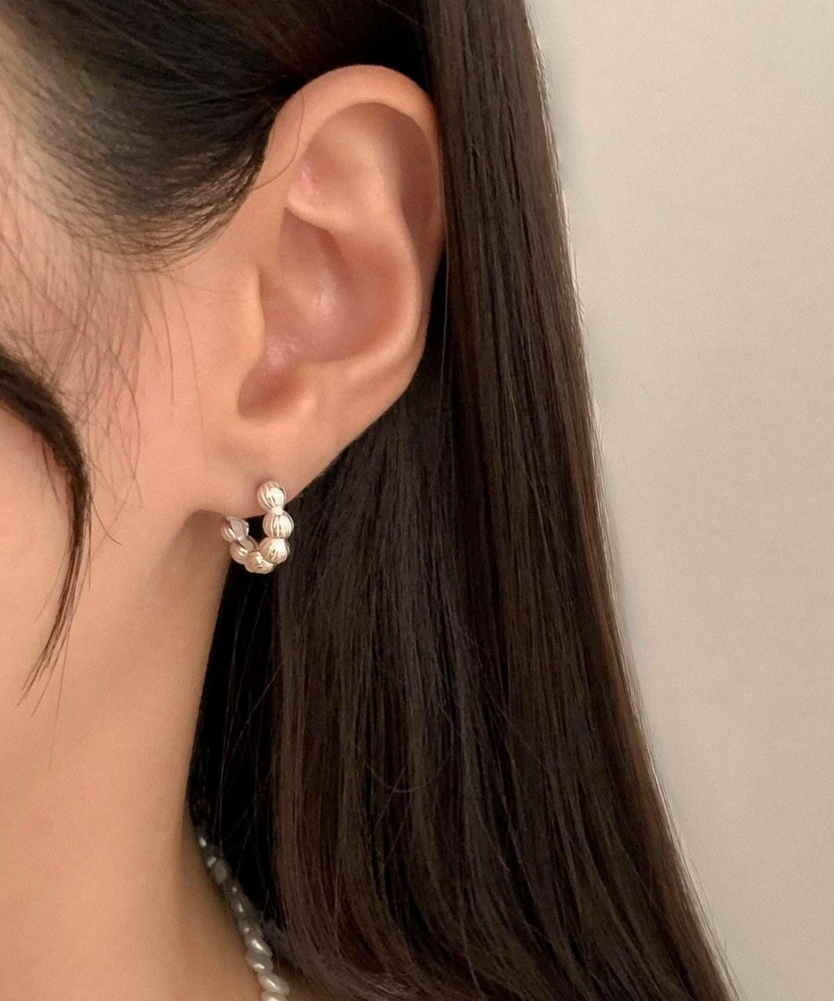 Textured Bead Huggie Earrings