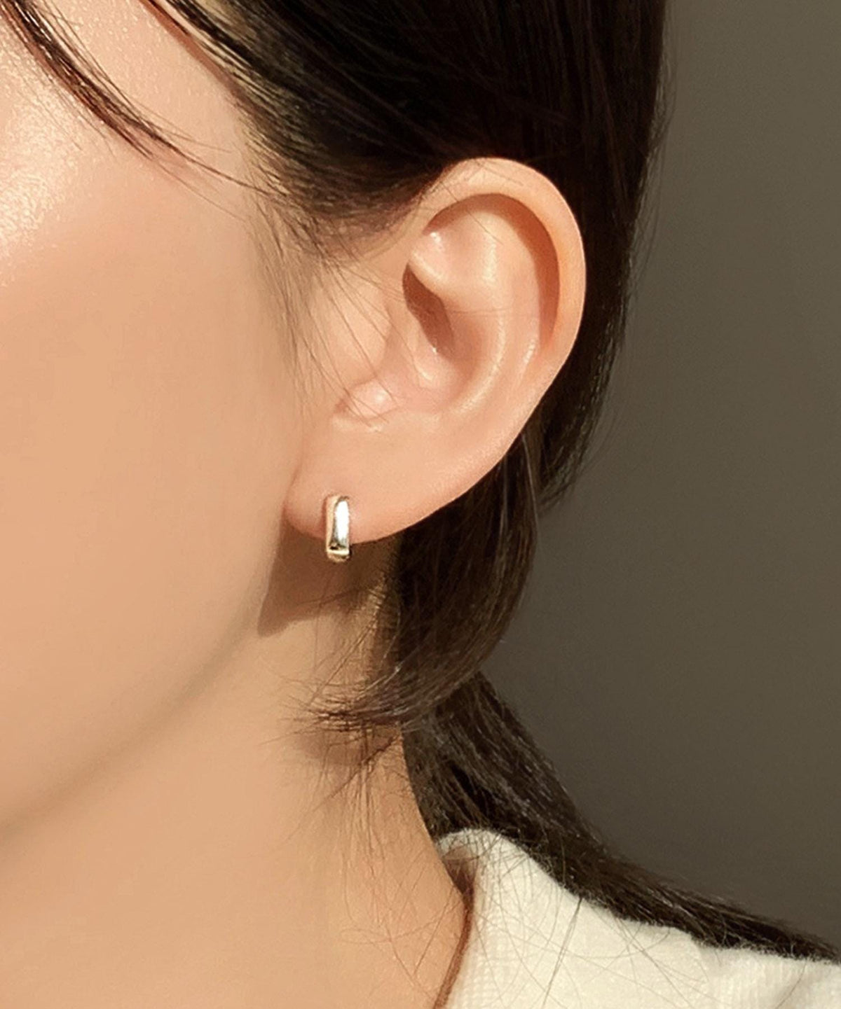 Chunky Mini Square Huggie Earrings
