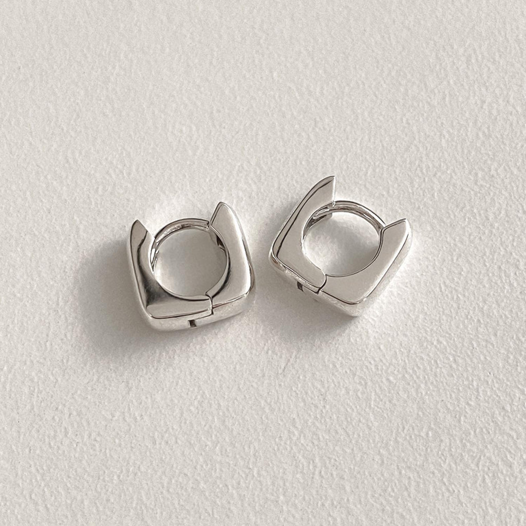 Chunky Mini Square Huggie Earrings
