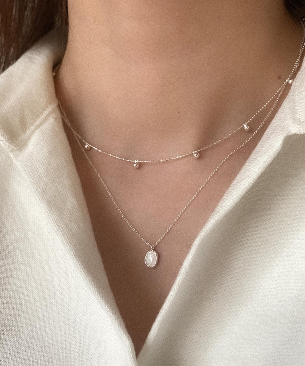 Dangling Silver Ball Necklace