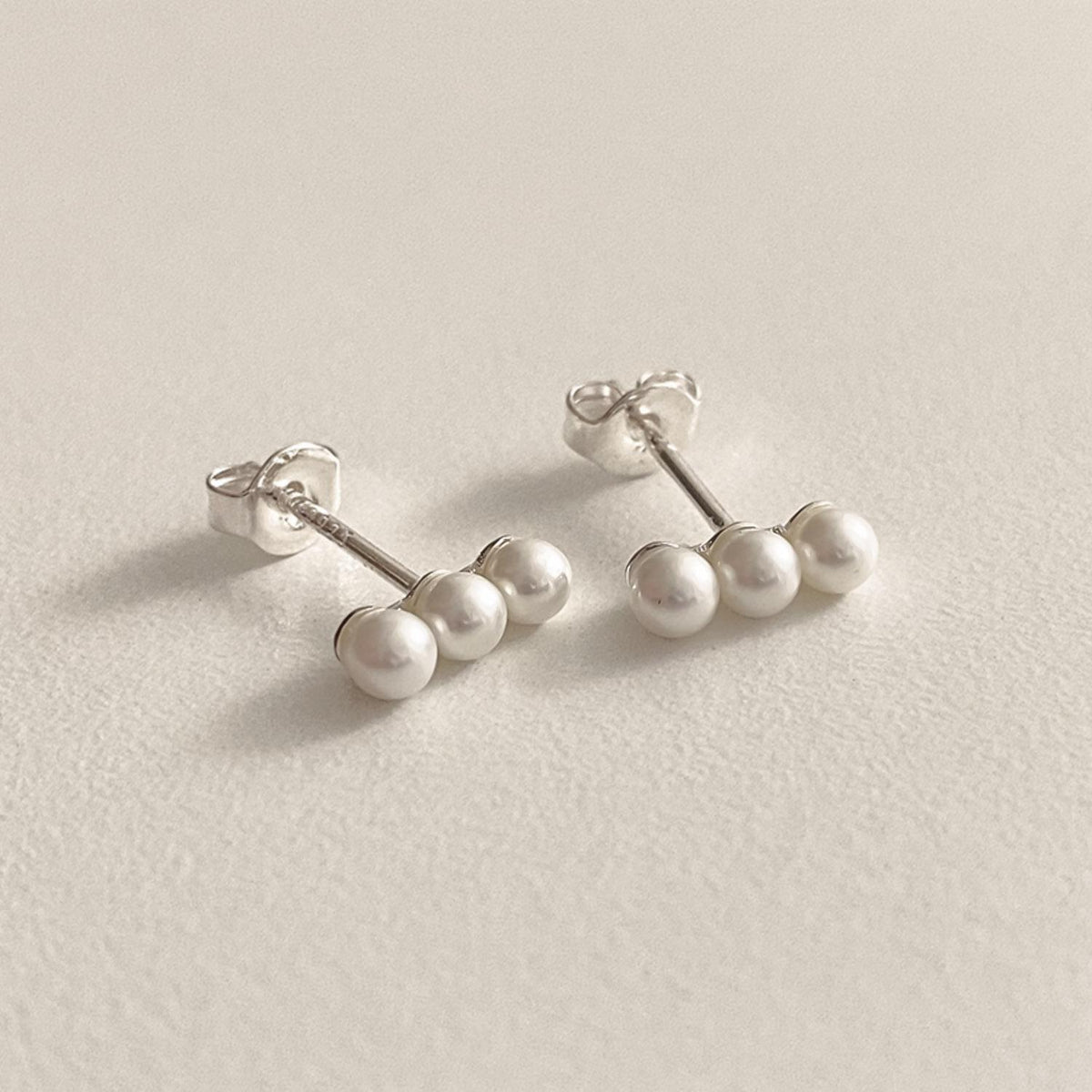 Triple Pearl Stud Earrings