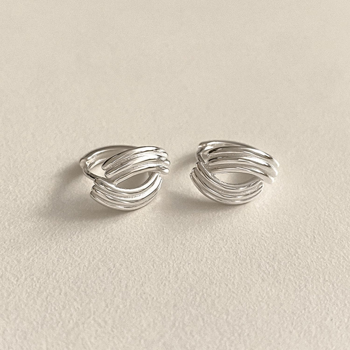 Ripple Curve Huggie Earrings