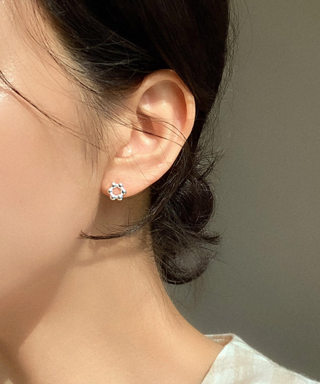Beaded Circle Stud Earrings