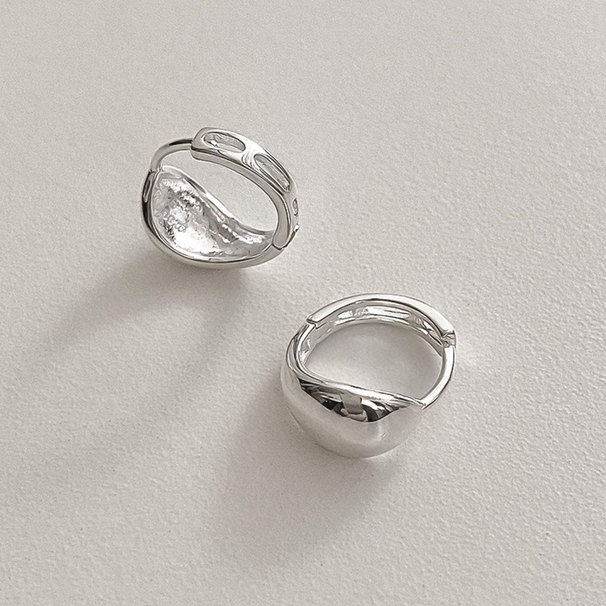 Sculptural Oval Dome Huggie Earrings
