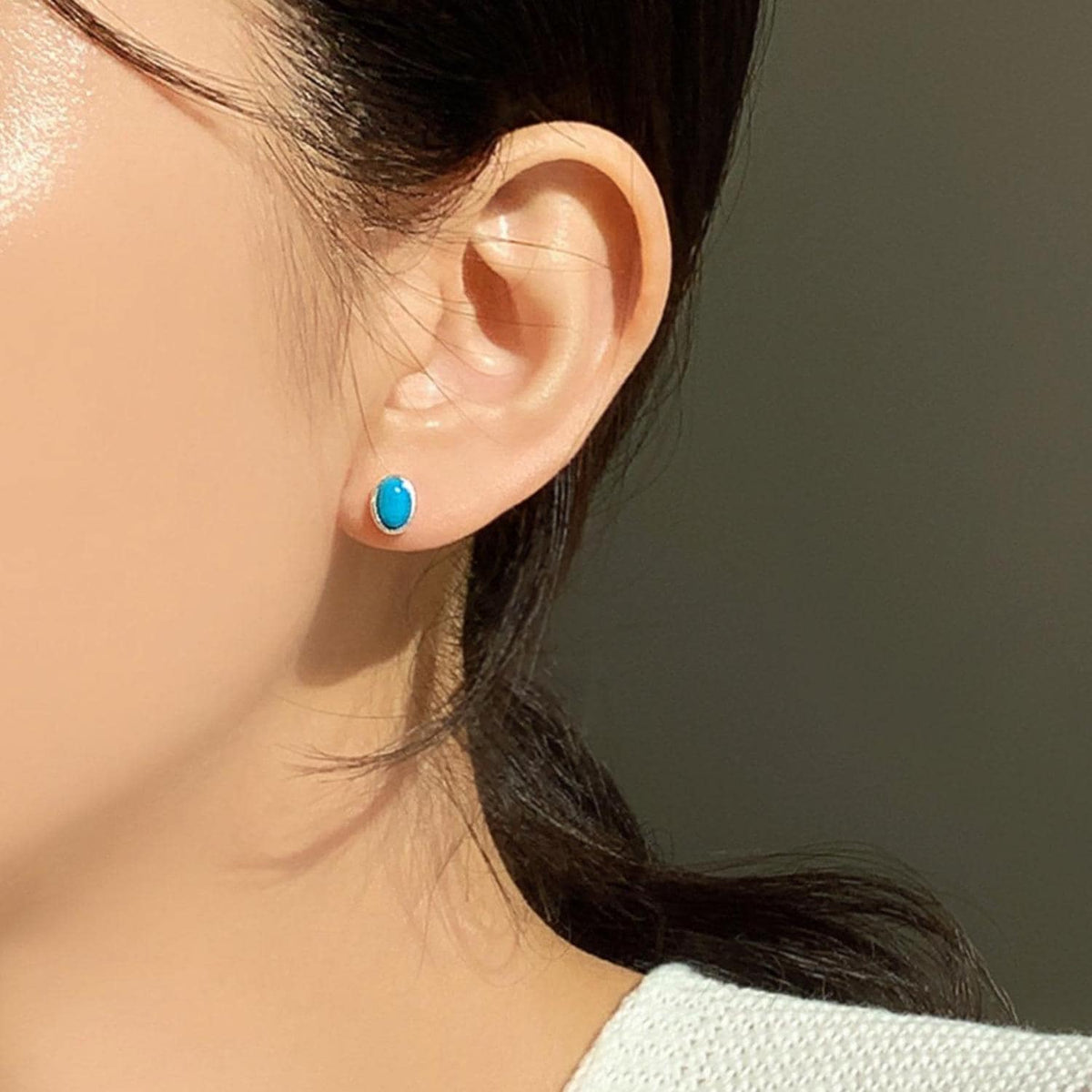 Oval Turquoise Stud Earrings